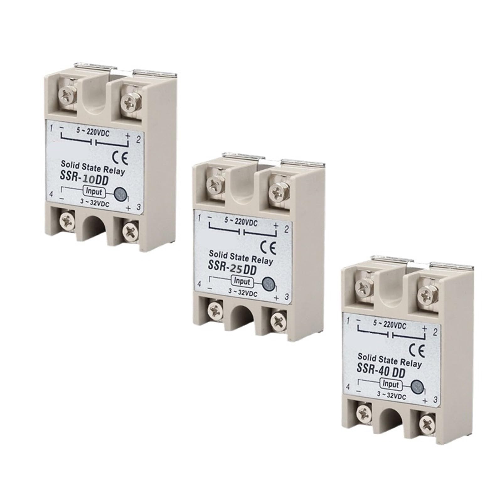 1Pcs Solid State Relay SSR-10DD SSR-25DD SSR-40DD SSR-60DD 60A 75A 100A 3-32V to 25-220 SSR 60DD 75DD 100DD(10DD)