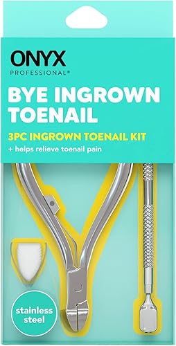 Onyx Professional Kit de uñas encarnadas con cortaúñas y empujador de cutículas de doble extremo, acero inoxidable duradero, kit de eliminación de