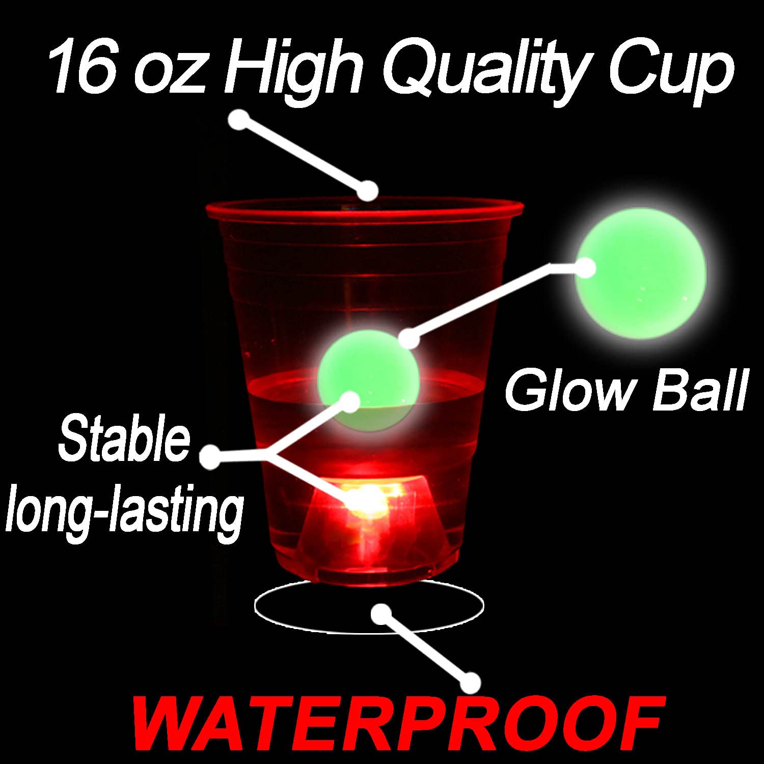 Set di tovagliette da tavolo Glow Beer Pong da 180,3 x 58,4 cm, set portatile per giochi di festa, 22 tazze luminose (rosso e blu), 6 pong luminosi che si illuminano al buio