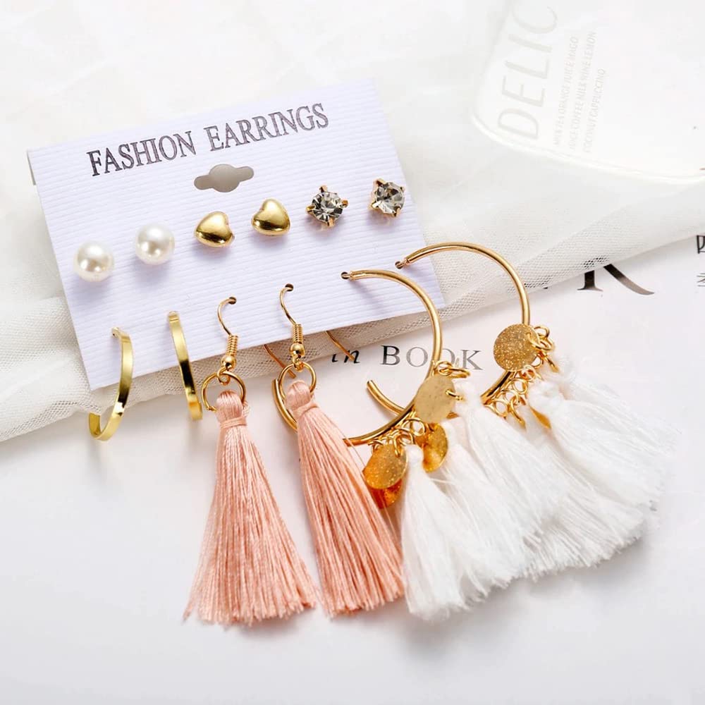 Stylish Tassel Studs Earrings - Multicolour