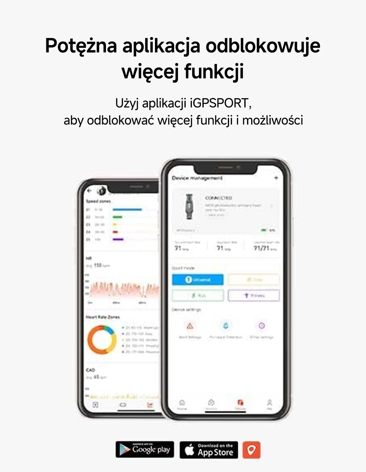 iGPSPORT HR70 Monitor tętna, wodoodporna opaska na ramię Bluetooth Ant+ idealna do jazdy na rowerze, joggingu, jogi, fitnessu