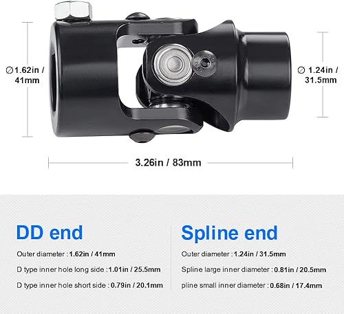 Miniatura 3 de WMPHE Eje de dirección único Junta Universal U 34"-36 Spline a 1" DD, 3.268 in (3-14") Ángulo de trabajo 35  Grado
