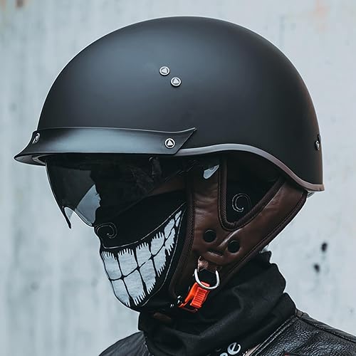 Miniatura 9 de Casco de media motocicleta con visera de cara abierta, hebilla de liberación rápida, aprobado por DOT, cascos de piloto de crucero para adultos,