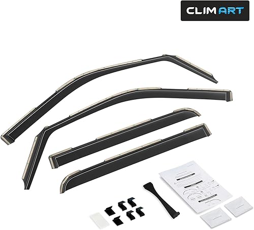 Miniatura 6 de CLIM ART Protectores de lluvia increíblemente duraderos en el canal compatibles con F150 SuperCrew 2021-2026, deflectores de ventana originales,