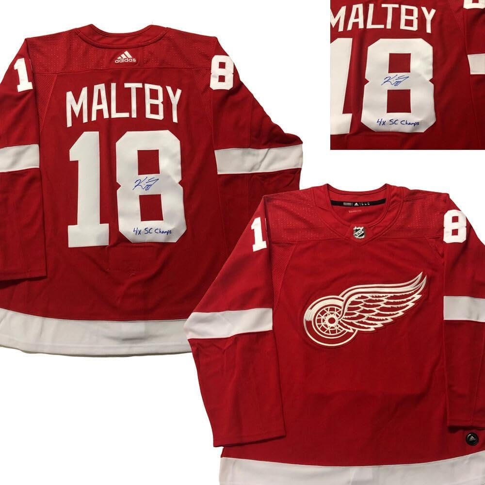 KIRK MALTBY Signed & Inscribed Detroit Wings Adidas PRO Jersey- 4x SC - Autographed NHL Jerseys