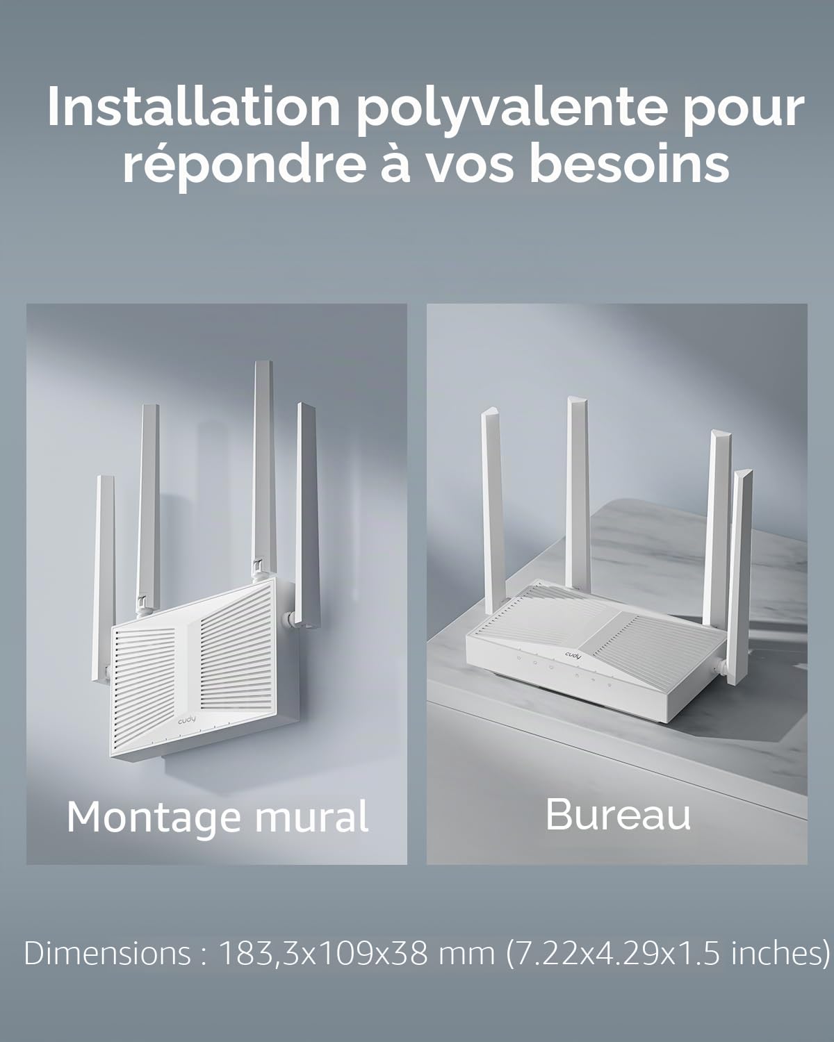 Cudy Point d'accès Wi-FI de Bureau AC1200, 4 antennes, AP1300D | WiFi 5 à 867 + 300 Mbps, 4 antennes à gain élevé, 1 port GbE PoE, adaptateur CC inclus, 50 clients, modèle C200P géré