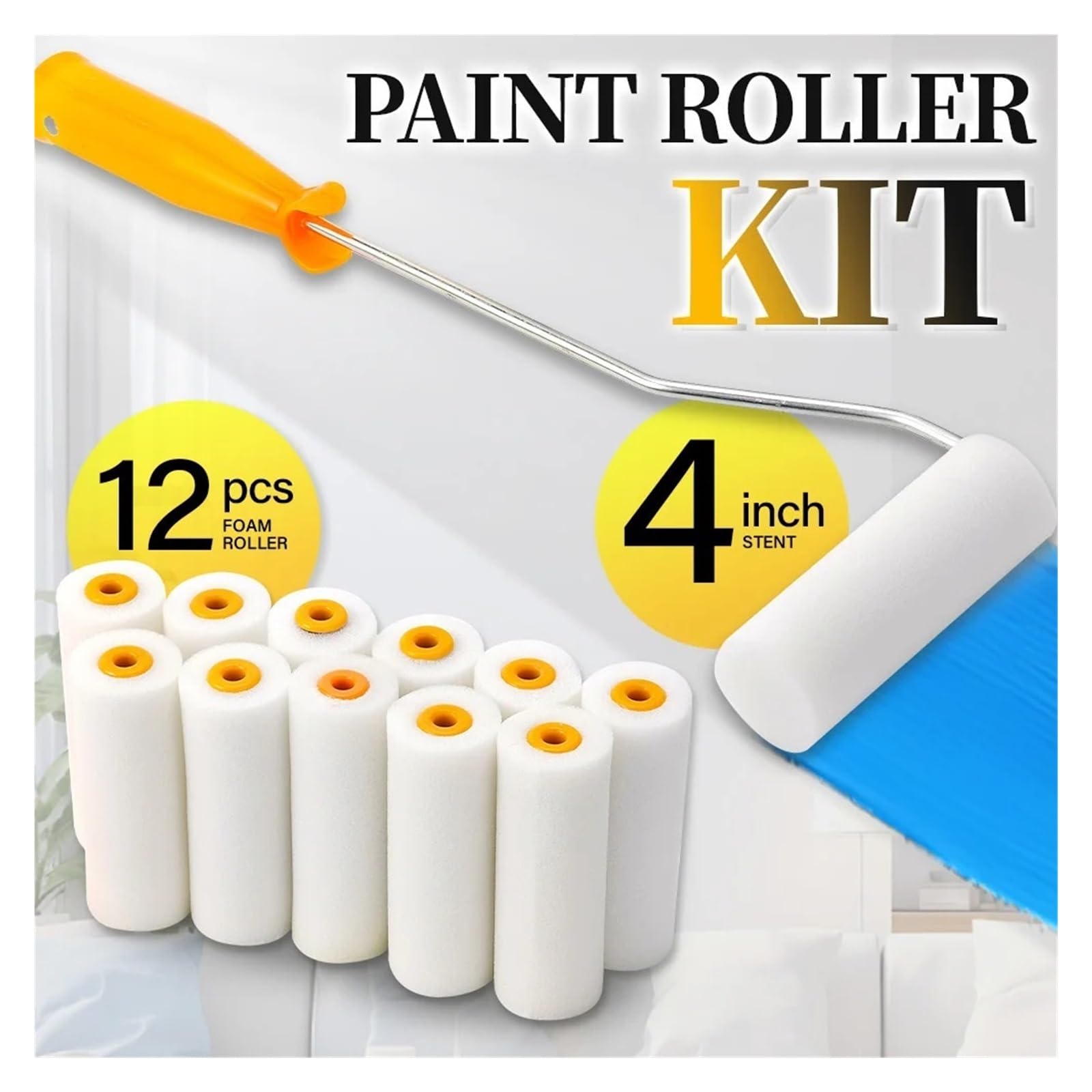 Rulli per verniciatura Rullo di vernice in spugna da 13 pezzi 10 cm | Mini copertura di ricambio for pelo riutilizzabile con manici, set di strumenti for pittura