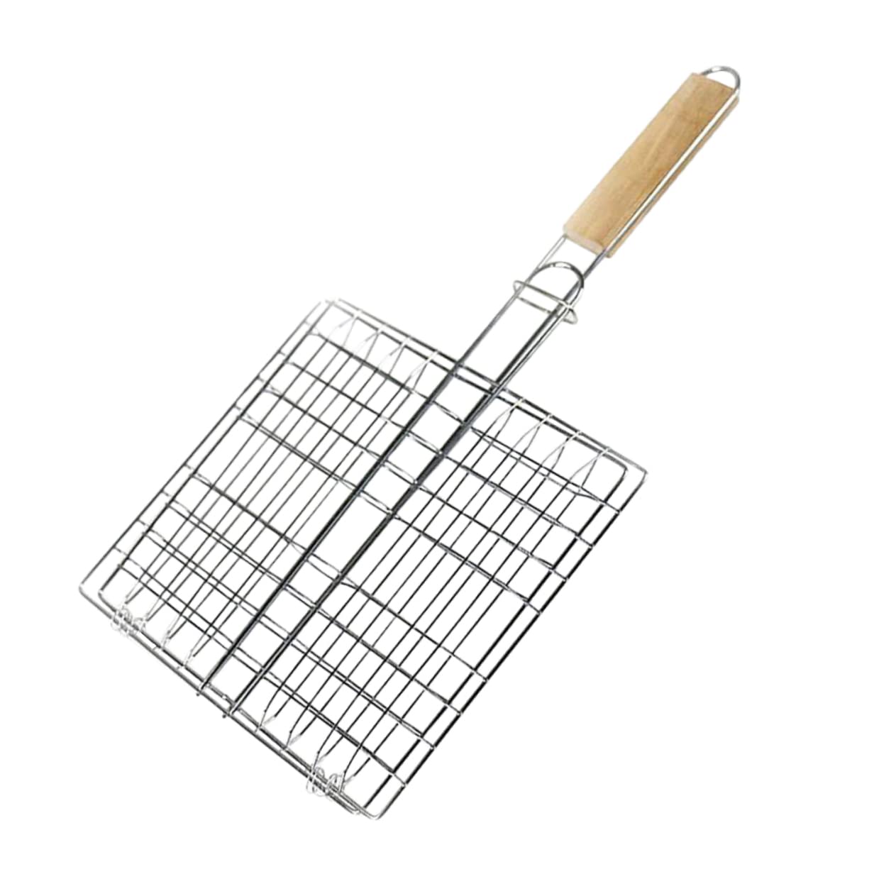 Milisten Wood Handle Bbq Grill Rack Household Bbq Grill Rack Griddle for Steak Accessory