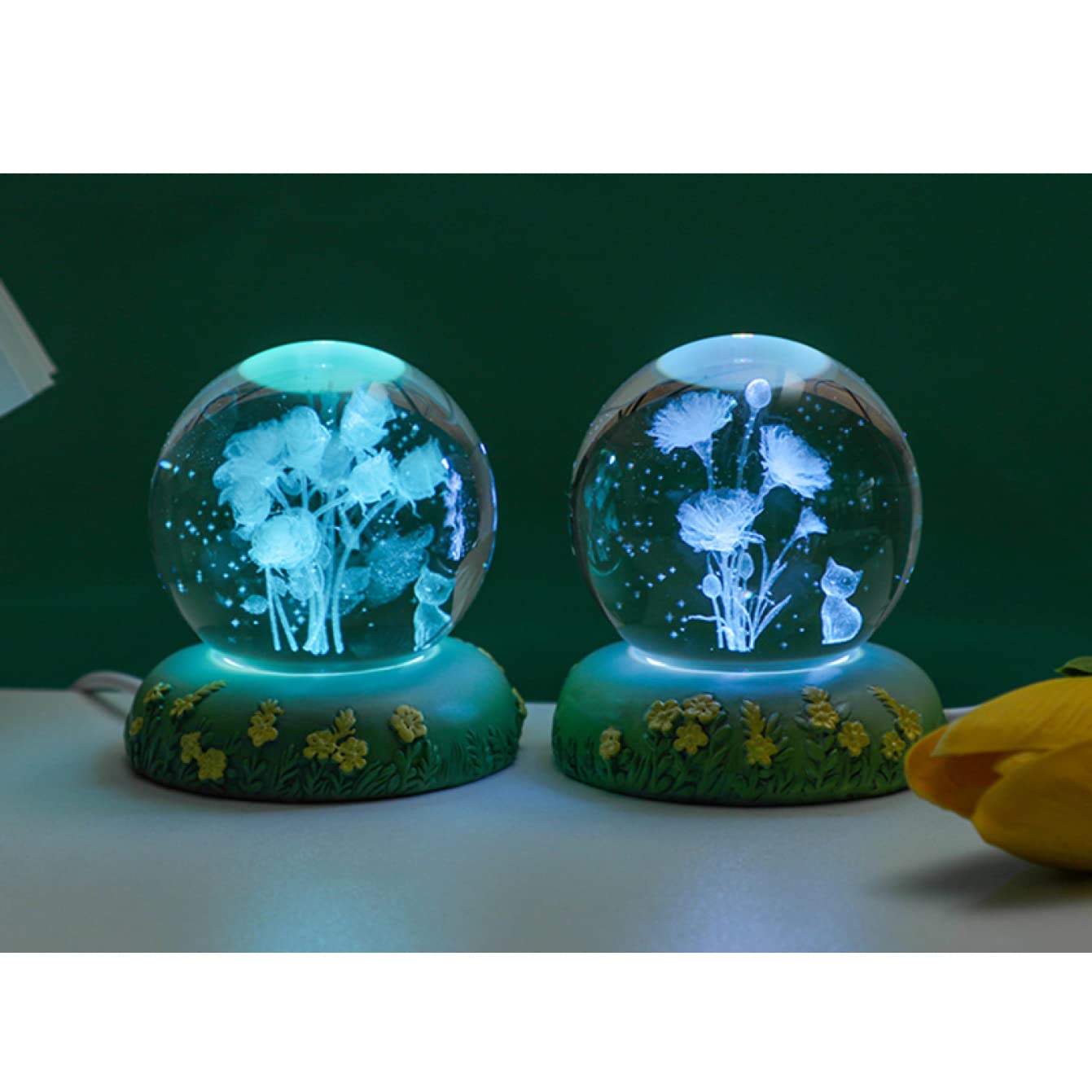 緑と透明のクリスタルボール 丸玉　置物　水晶？マカライト？　台付き 楽天市場】水晶玉 10cm 台座付き クリスタルボール ガラス 大玉 丸玉