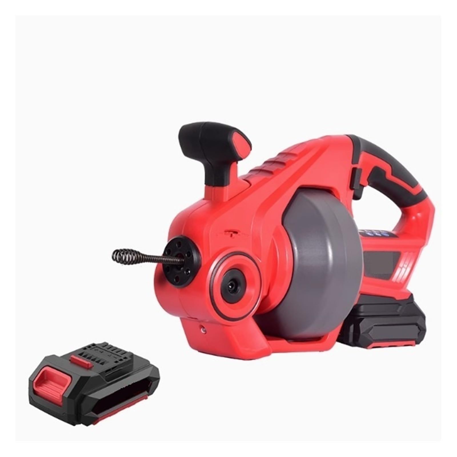 Smtyxs One Color Lithium Battery Pipeline Dredging Machine Automatic Telescopic Household Cleaning Tools For Sewer Toilet Clogged Powerful Clearing Capability(Two Batteries)