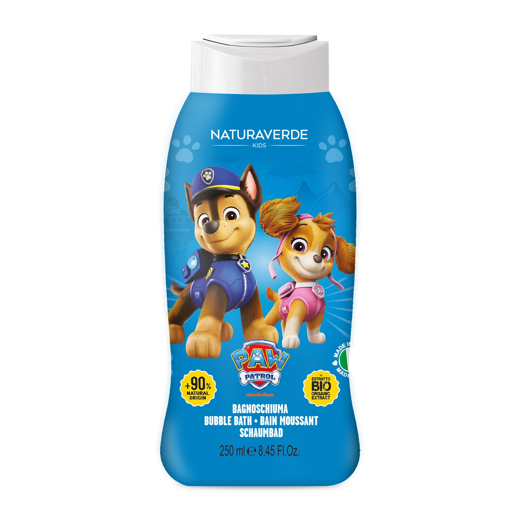 Naturaverde | Kids - Paw Patrol - Bagnoschiuma Double Bath, per Bambini, Prodotti per Igiene Bambini, con Estratto di Avena BIO, 250ml