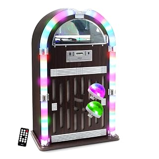 BM SONIC Chaîne HiFi Jukebox Retro Bar PUB Vintage 87,5cm de Hauteur – 60W avec Tourne Disque Vinyle Bluetooth CD FM, 2 Boules Disco LED - Les Beatles, Paul McCartney, John Lennon, RIngo Starr, George Harrison