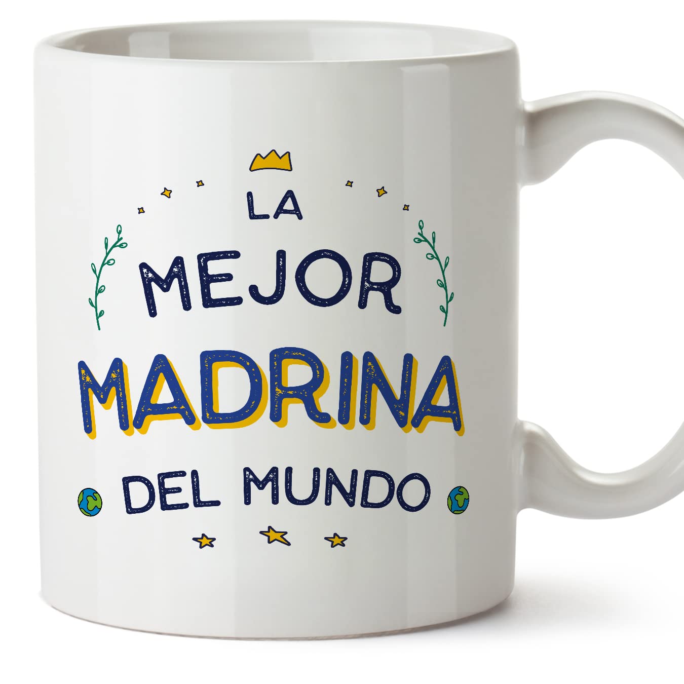 MUGFFINS Tazas para MADRINA - En Español - El Mejor del Mundo - 11 oz / 330 ml - Regalo original y divertido