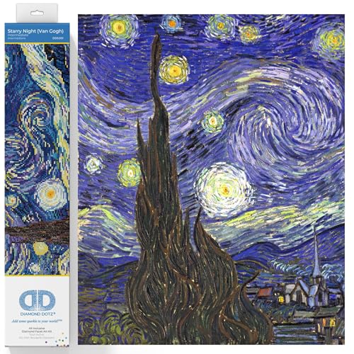Dj E Iluminación, Office Product DIAMOND DOTZ ® - Noche estrellada (Van Gogh), taladro completo, punto redondo, 16 x 20 pulgadas, pintura de diamantes Van Gogh, Van Gogh Diamond Art, Van Gogh,...