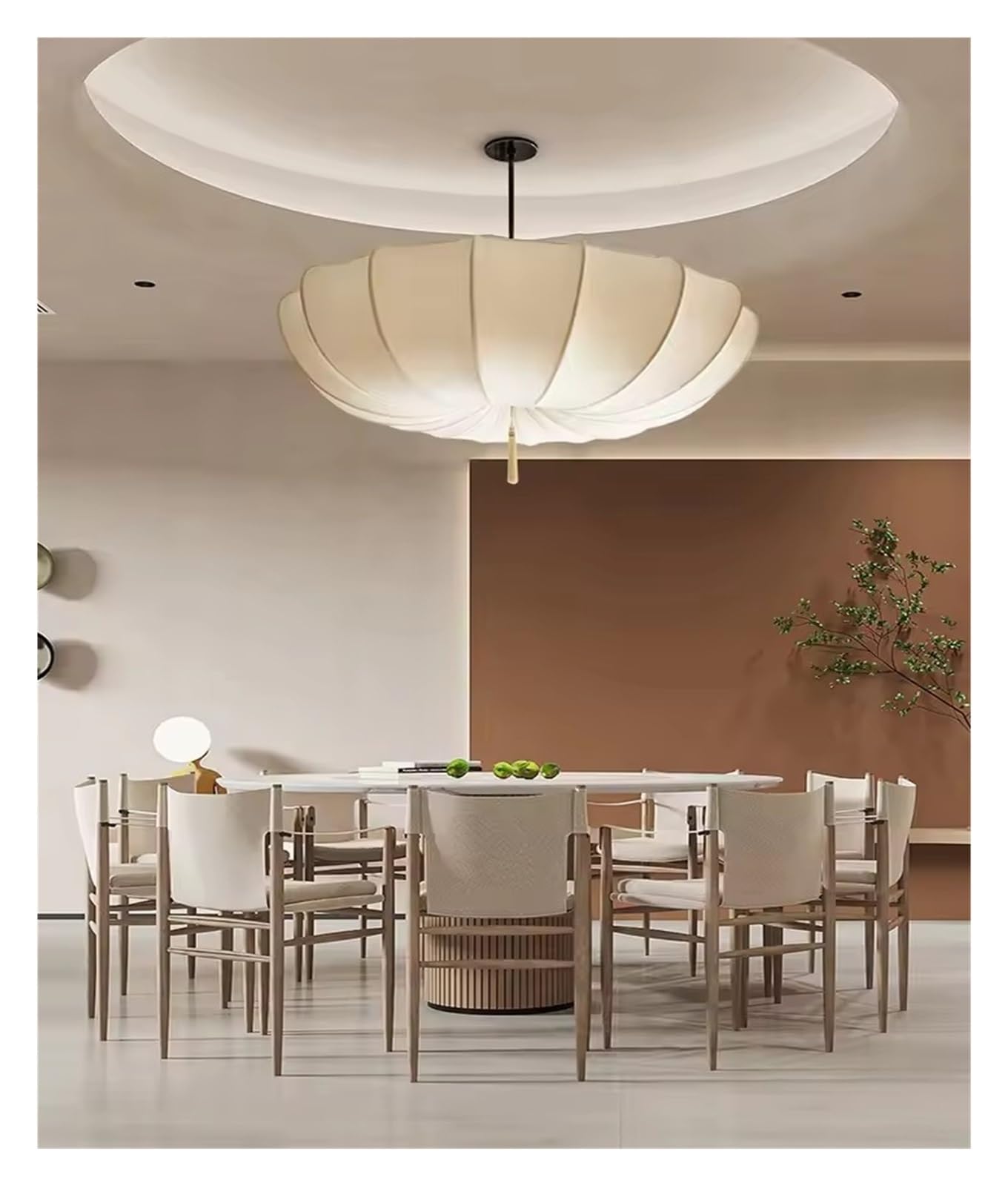 Suspension nordique en tissu style crème 50 cm pour un salon ou un bureau moderne