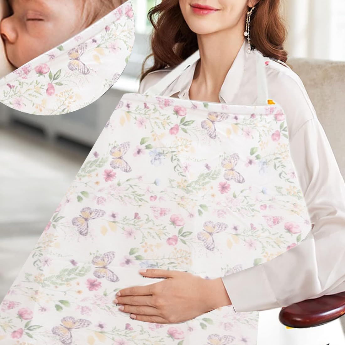 GXGM Couverture Allaitement Bebe Couverture d'Allaitement Bébé Couverture Bebe Douce et Respirante Cache Allaitement Écharpe Allaitement Bébé Ajustable pour Mamans