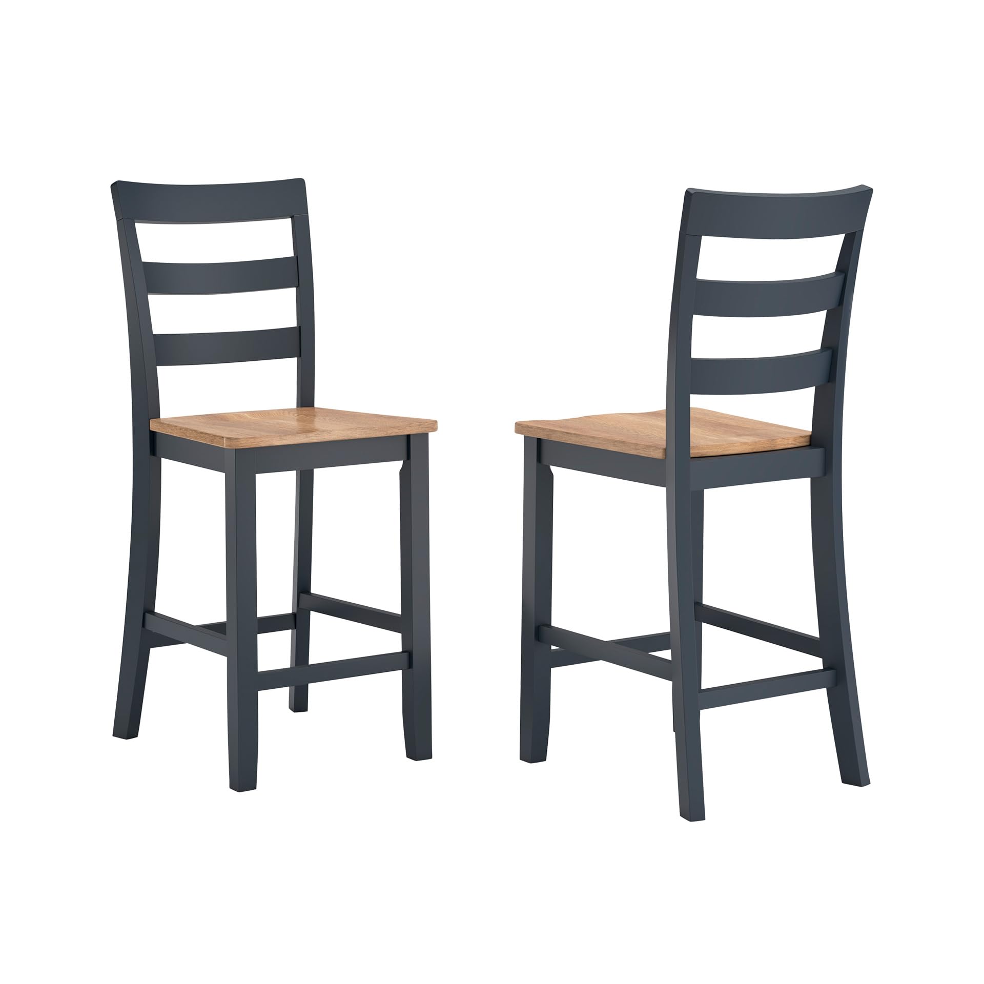 Signature Design by Ashley Gesthaven Solid Wood Frame Counter Height Barstool, Set of 2, Slate Blue/Natural