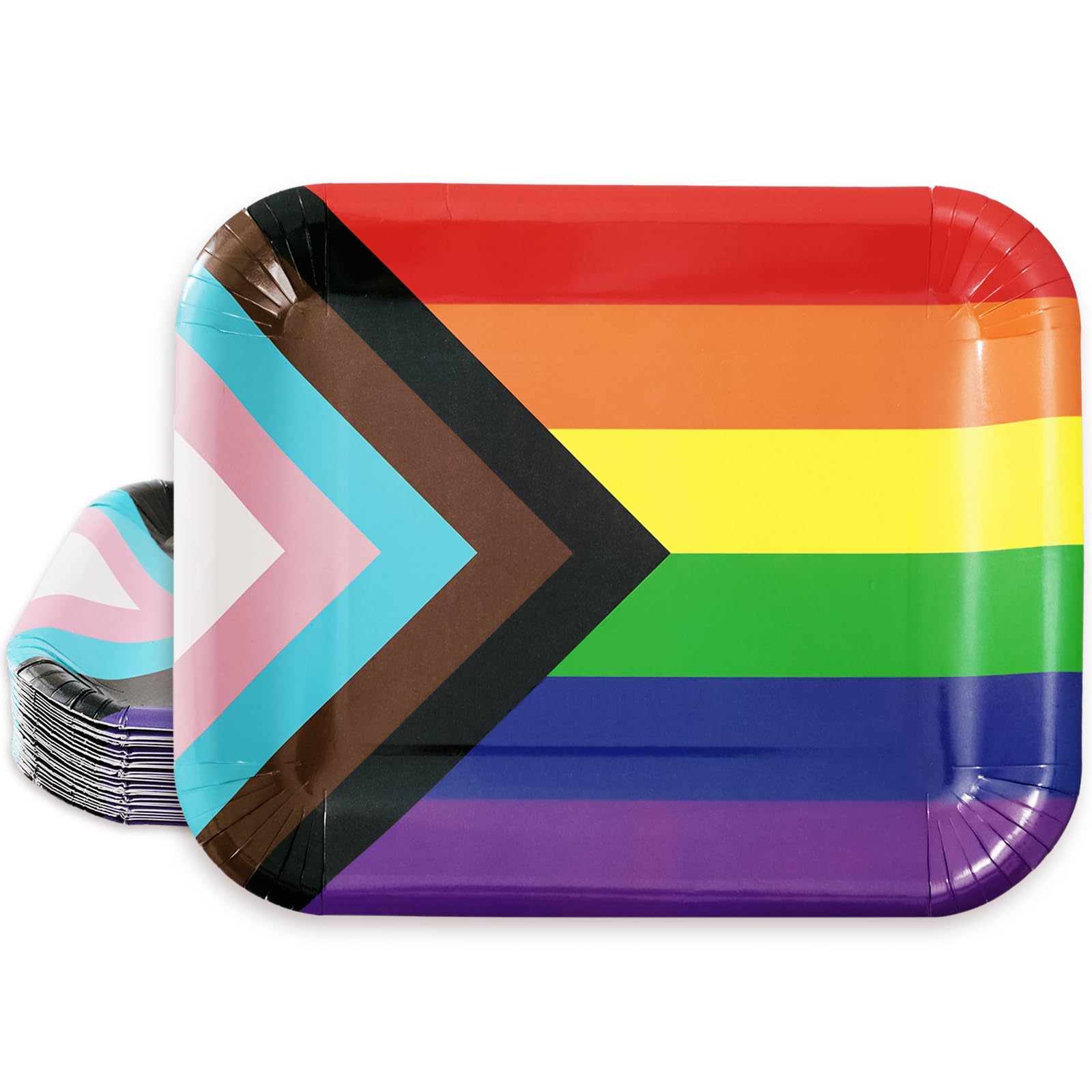 Whaline 30Pcs LGBTQ Gay Pride Paper Plates Rainbow Flag Disposable Plates Colorful Stripes Decorative Tableware for Gay Pride Parade Party Supplies