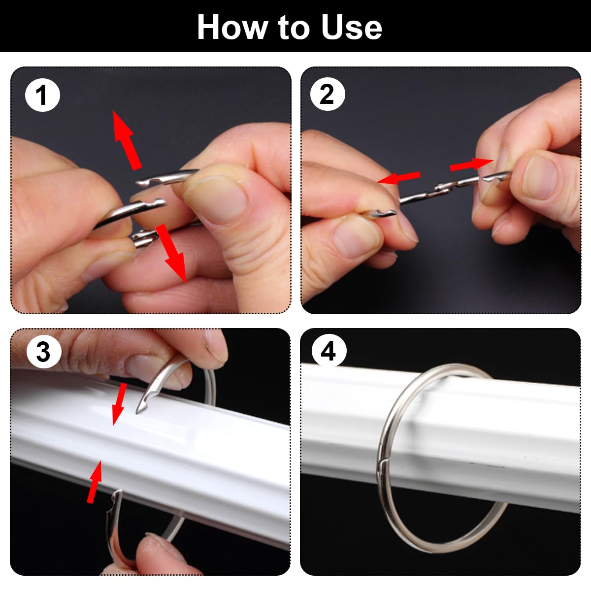 30 Anelli Per Tende Apribili 50mm | Clip Metalliche Per Tende Doccia E Decoro