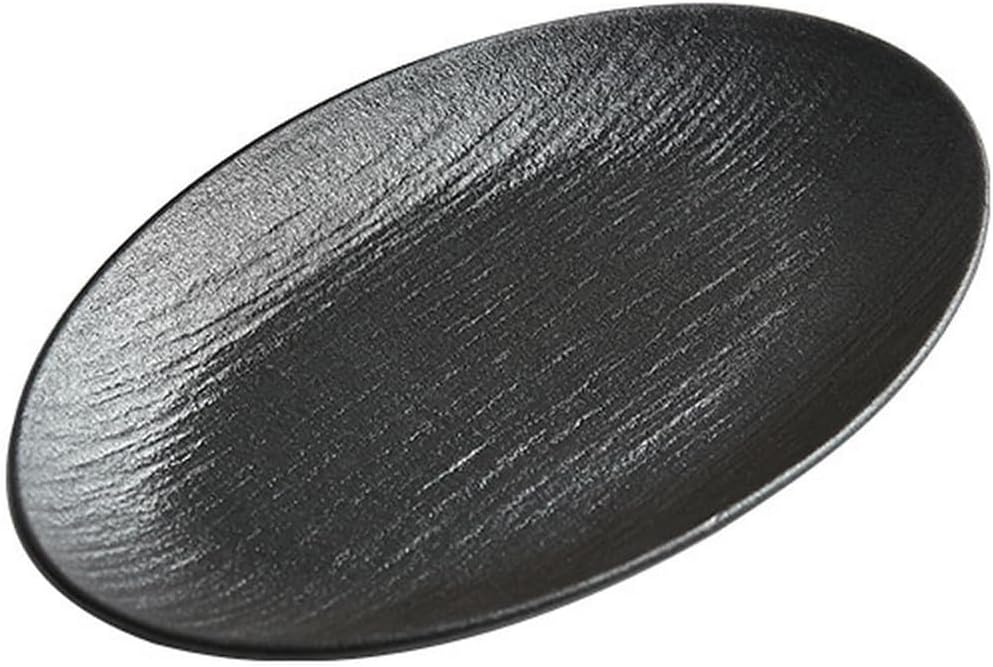 Ceramic solid color high temperature resistant deep fish plate household exquisite tableware -12 inch quicksand [Pearl black]