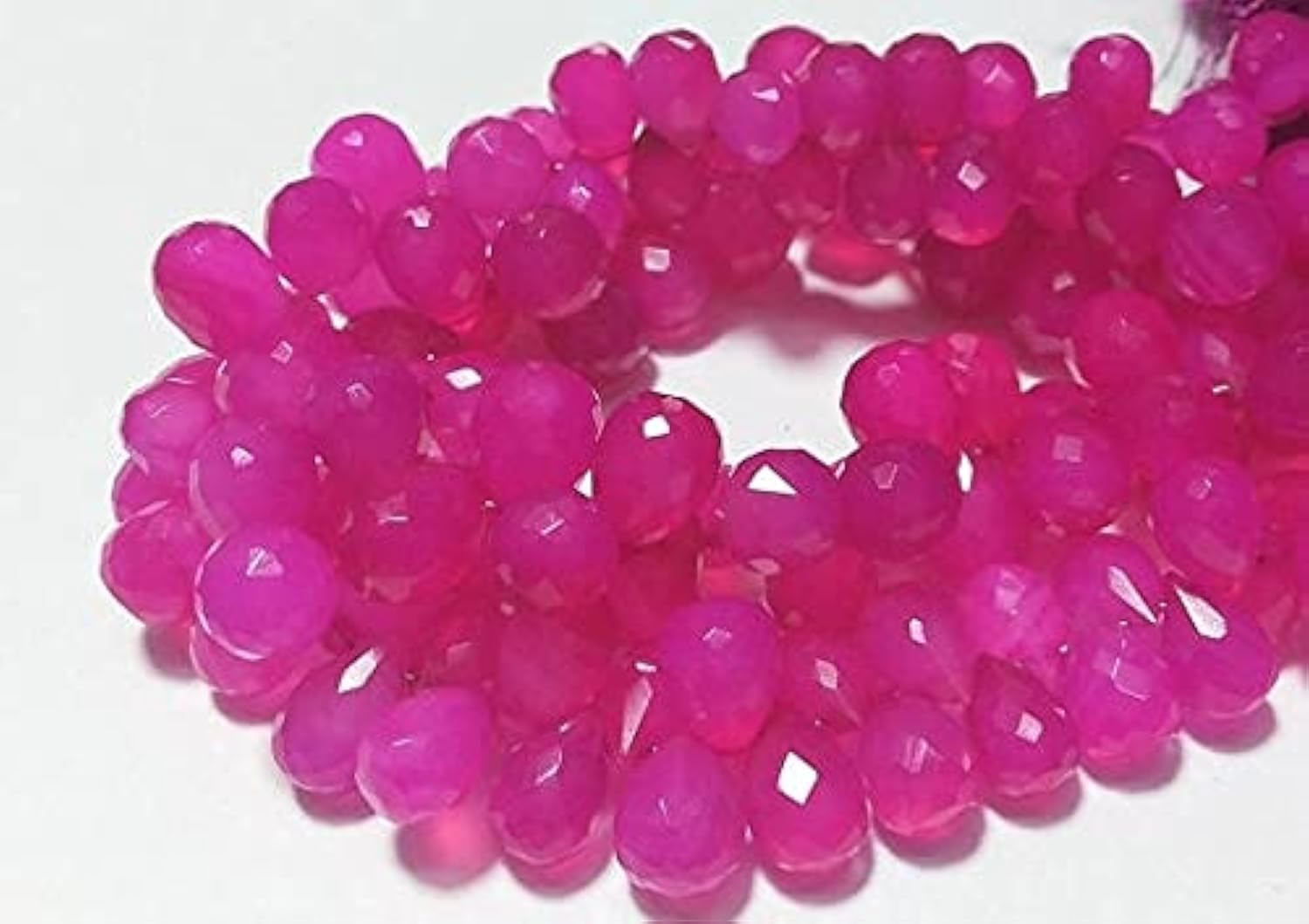 Perles en pierre rose calcédoine naturelle briolette 5x7mm pour création bijoux DIY