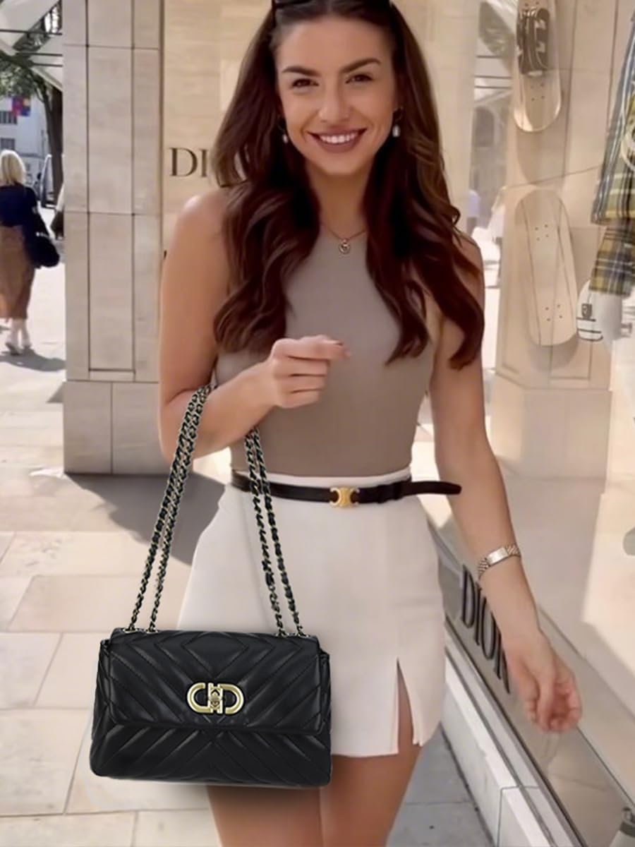 GLITZALL Small Quilted Crossbody Bag for Women Trendy Designer Shoulder Purse and Handbags with Chain Strap - Image 8