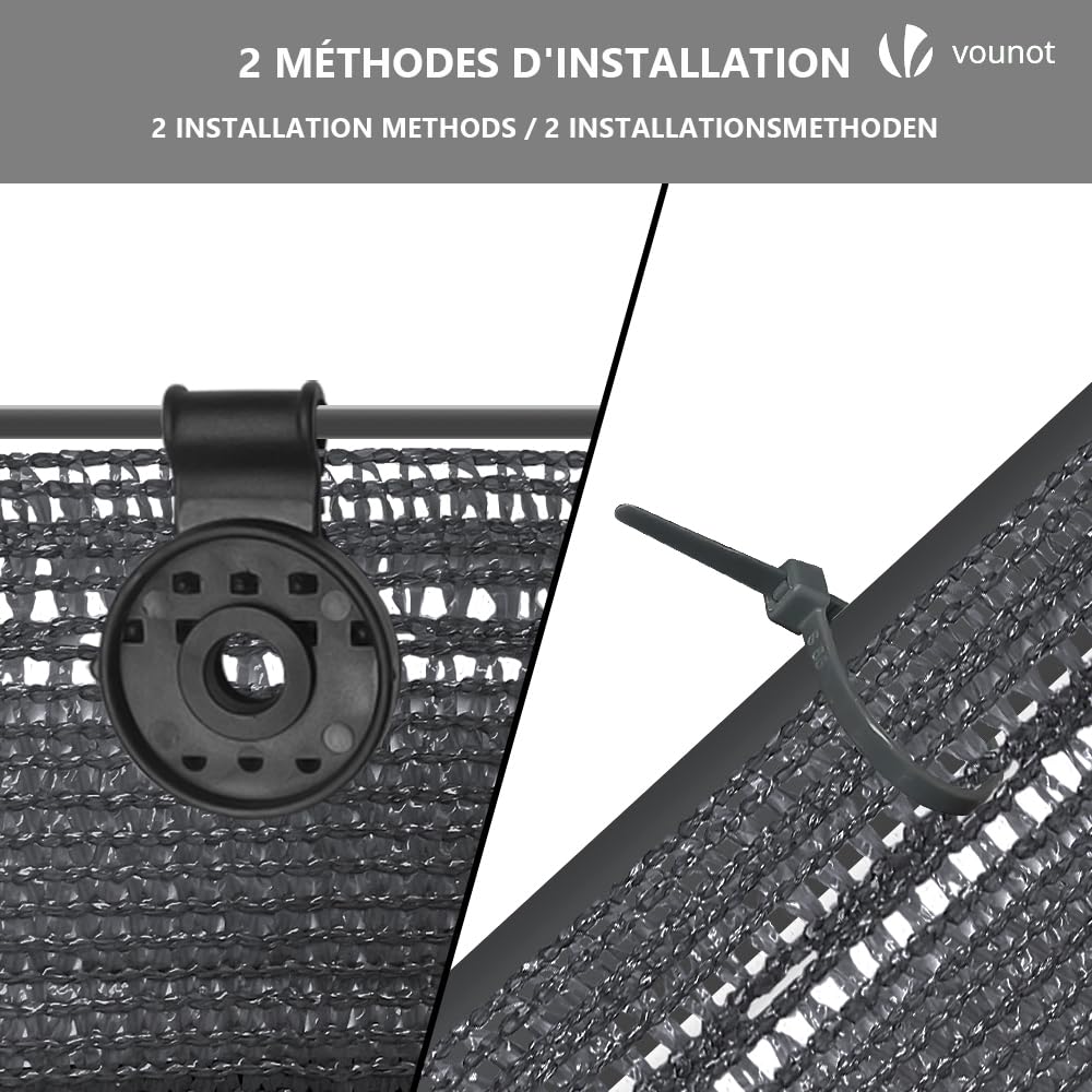 vounot® Brise Vue Occultant en HDPE 150g/m² avec Attaches et Clips de Fixation Protection Rayons UV Résistant aux Déchirures et au Vent Protection pour Jardin Balcon 1.5x10m Anthracite - 5