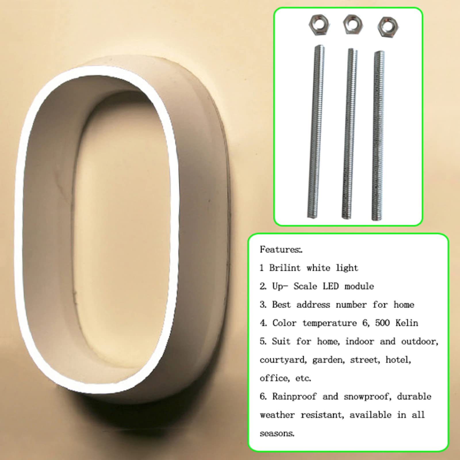 Placas De Números De Casa LED Retroiluminados Acero Inoxidable Moderno 10" Para Exteriores Números De Dirección Iluminados Para Casa Carteles De Dirección Iluminados Para Casa