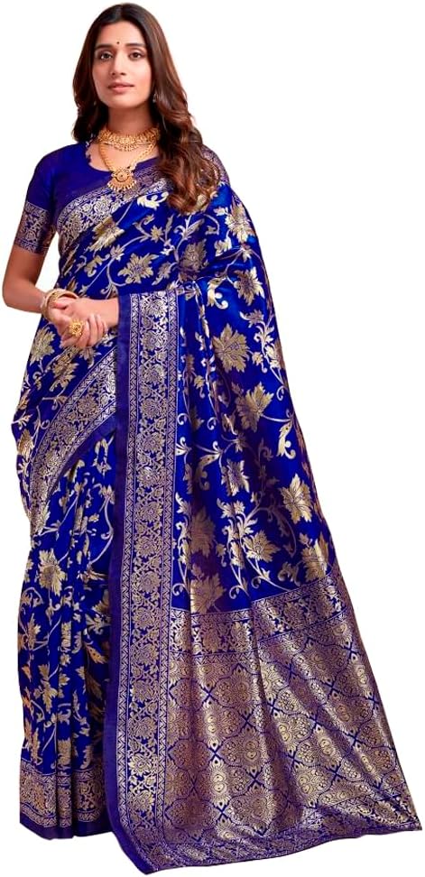 Sugathari Women's Pure Kanjivaram Silk Saree Banarasi Silk Saree With Blouse Piece (SAM PARI S-7)
