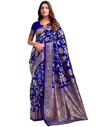 Sugathari Women's Pure Kanjivaram Silk Saree Banarasi Silk Saree With Blouse Piece (SAM PARI S-7)