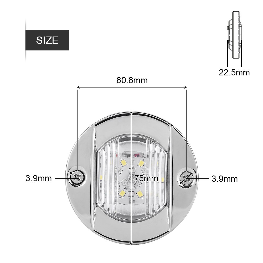 Luce di poppa del LED, luce di navigazione impermeabile dell'ancora di poppa del LED dell'acciaio inossidabile della luce marina 12V della barca