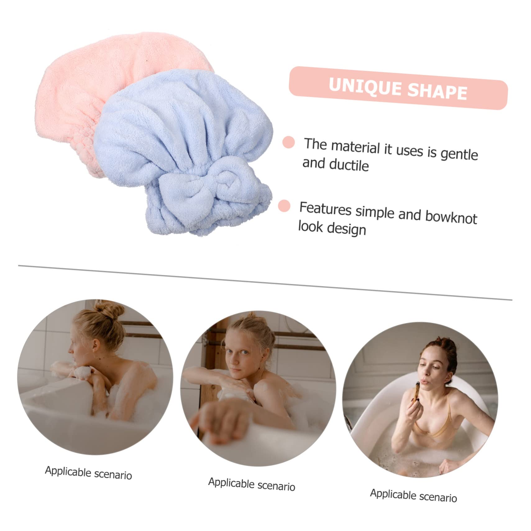 Beaupretty 4piezas Toalla De Secado Rápido De Pelo Coral Gorro Absorbente Lazo Gorro De para y