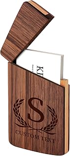 Custom Business Card Holder Desk-Personalized Engraved Wooden Business Card Case Holder, Holder Walnut Card Portable Customized Your Text/Logo for Women/Men as Business/Unique Gift