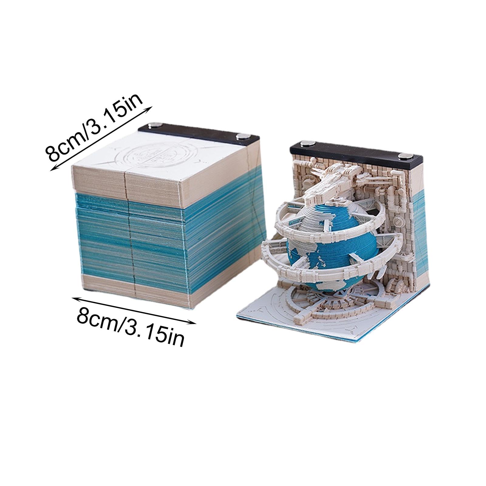 3D Notizblock, 3D Kalenderblock | Kreativer Notizblock Kalender Tischkalender Modell Erde | Robuste und glatte Haftnotizen für Geburtstag, Neujahr, Weihnachten, Ostern