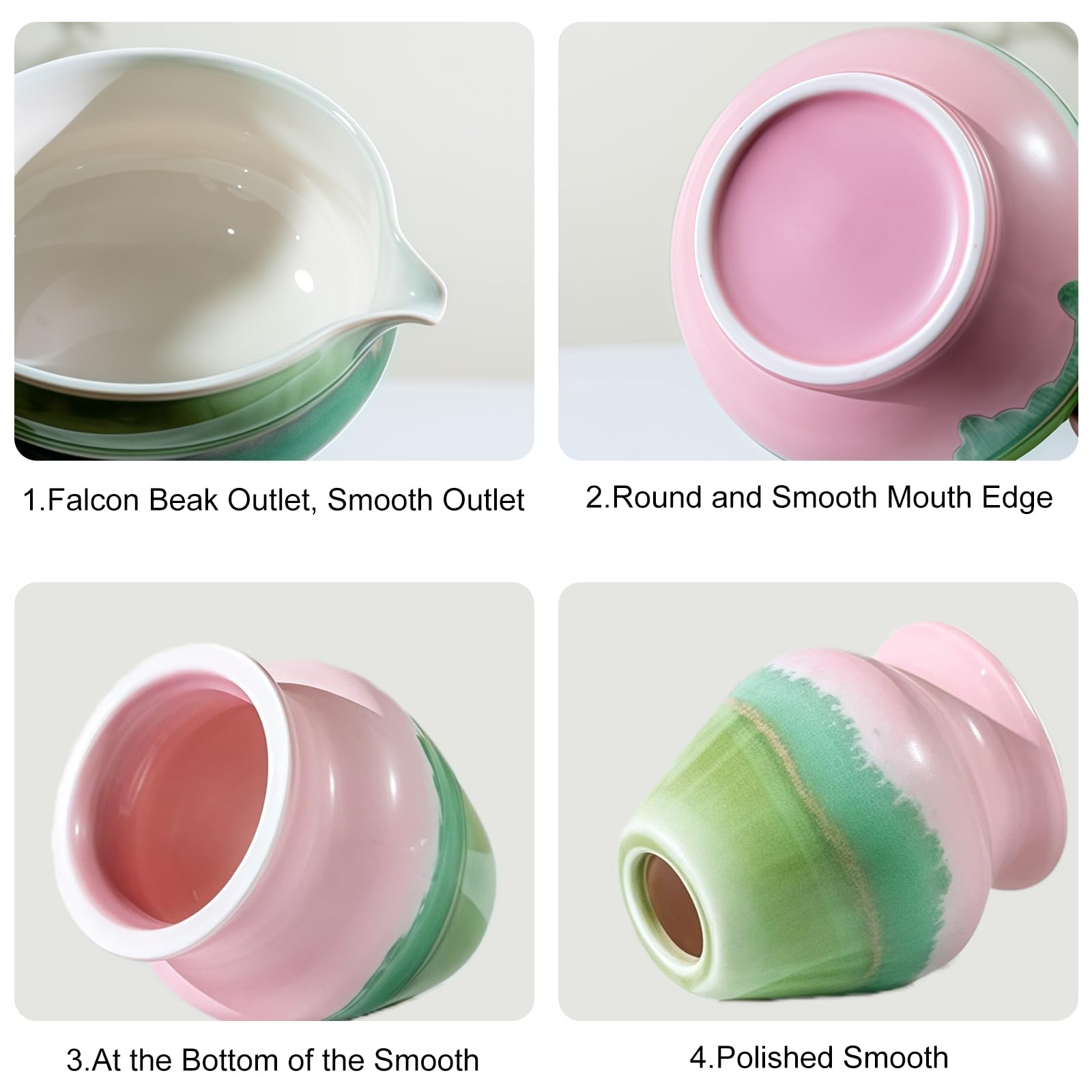 2-częściowy zestaw miseczek do matchy z dzióbkiem, różowy zestaw do herbaty matcha, z miską do matchy chawan i ceramicznym uchwytem na miotły, akwarela, glazurowana porcelana z pudełkiem