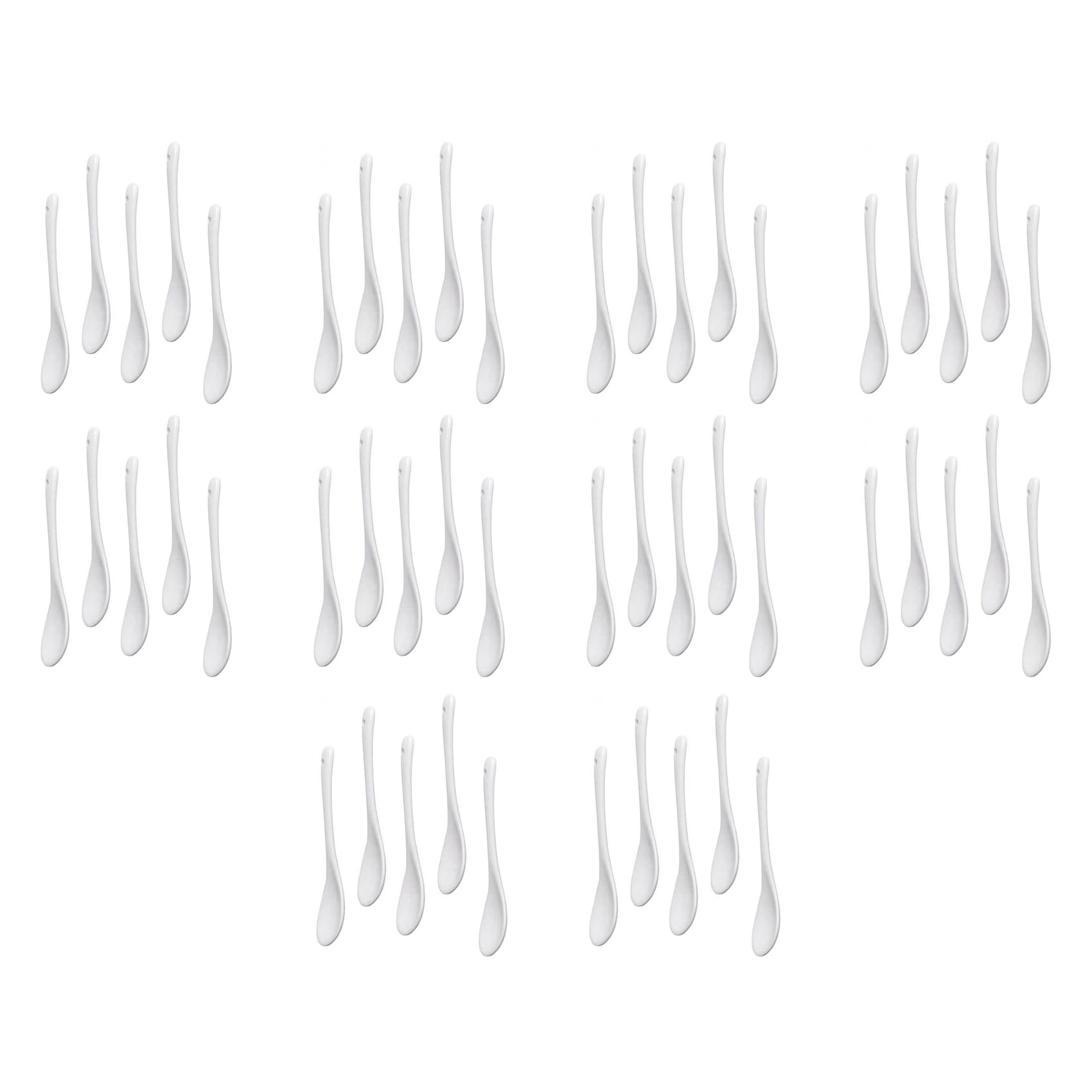 Hndhbfgrt 50PCS White Porcelain Egg Spoons Ceramic Spoons Coffee Spoon Dessert Spoon Mocha Dip Serving Spoon