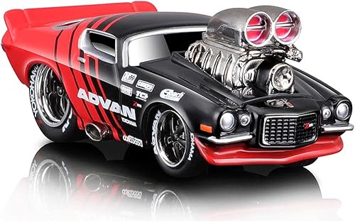 Miniatura 5 de 1971 Chevy Camaro rojo y negro 164 modelo de auto fundido a presión por Muscle Machines 15554