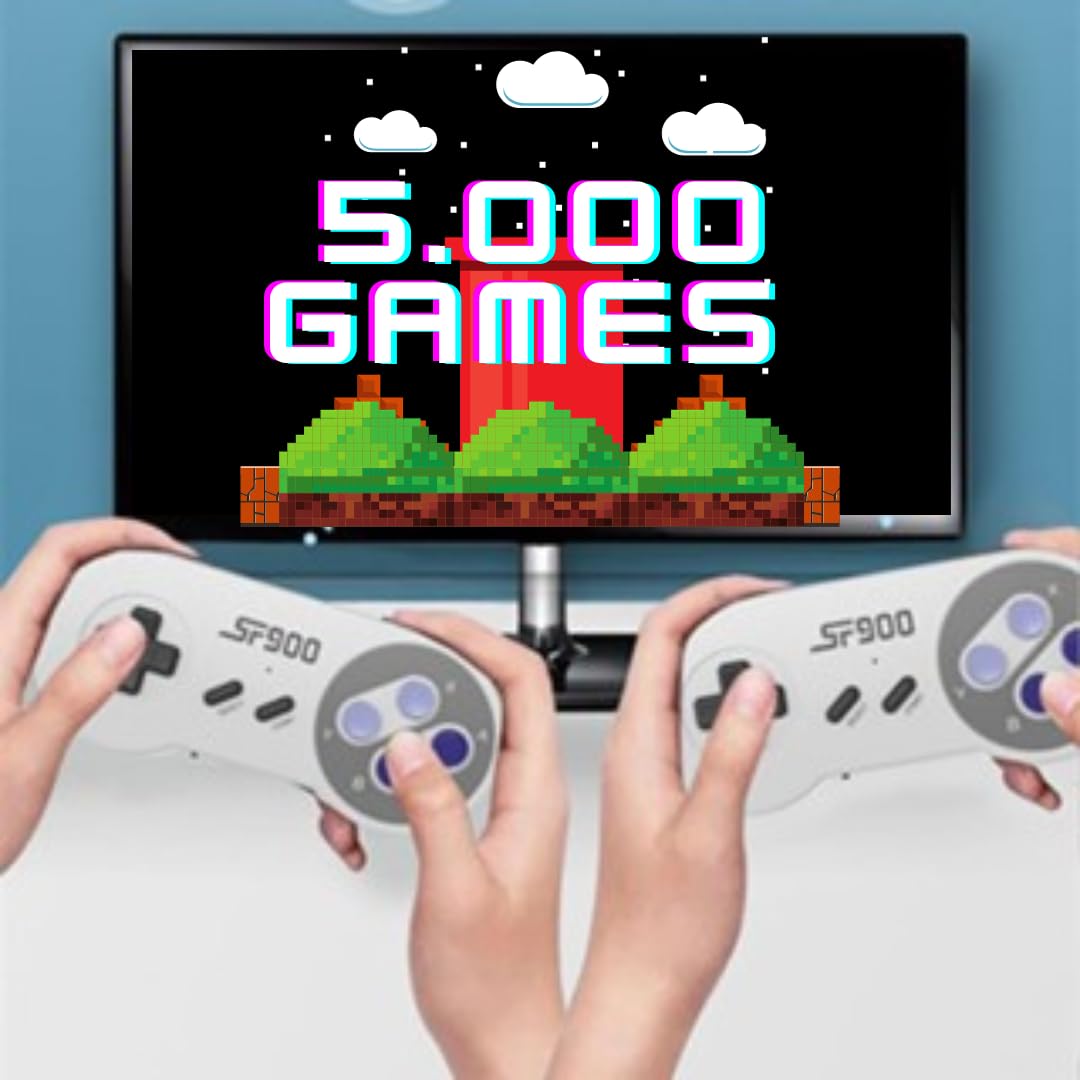 Generic Console rétro avec 5 000 jeux rétro et 2 télécommandes sans fil Action et aventure