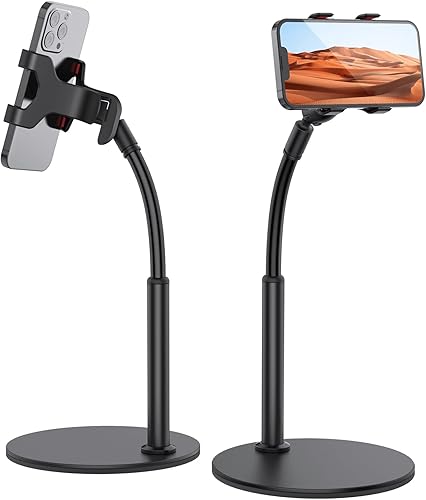 Miniatura 1 de Soporte para teléfono celular, brazo flexible de cuello de cisne, soporte universal para teléfono de altura ajustable en ángulo para escritorio,