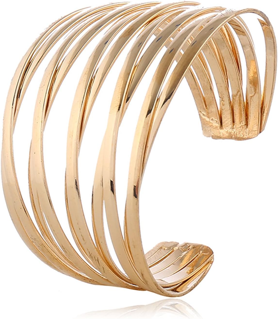 Caiyao Personalized Hollow Retro Open Cuff Bracelet for Women Multi-layer Cross Wire Bangle Bracelet Open Adjustable Wide Cuff Bracelet for Men Fashion Jewelry