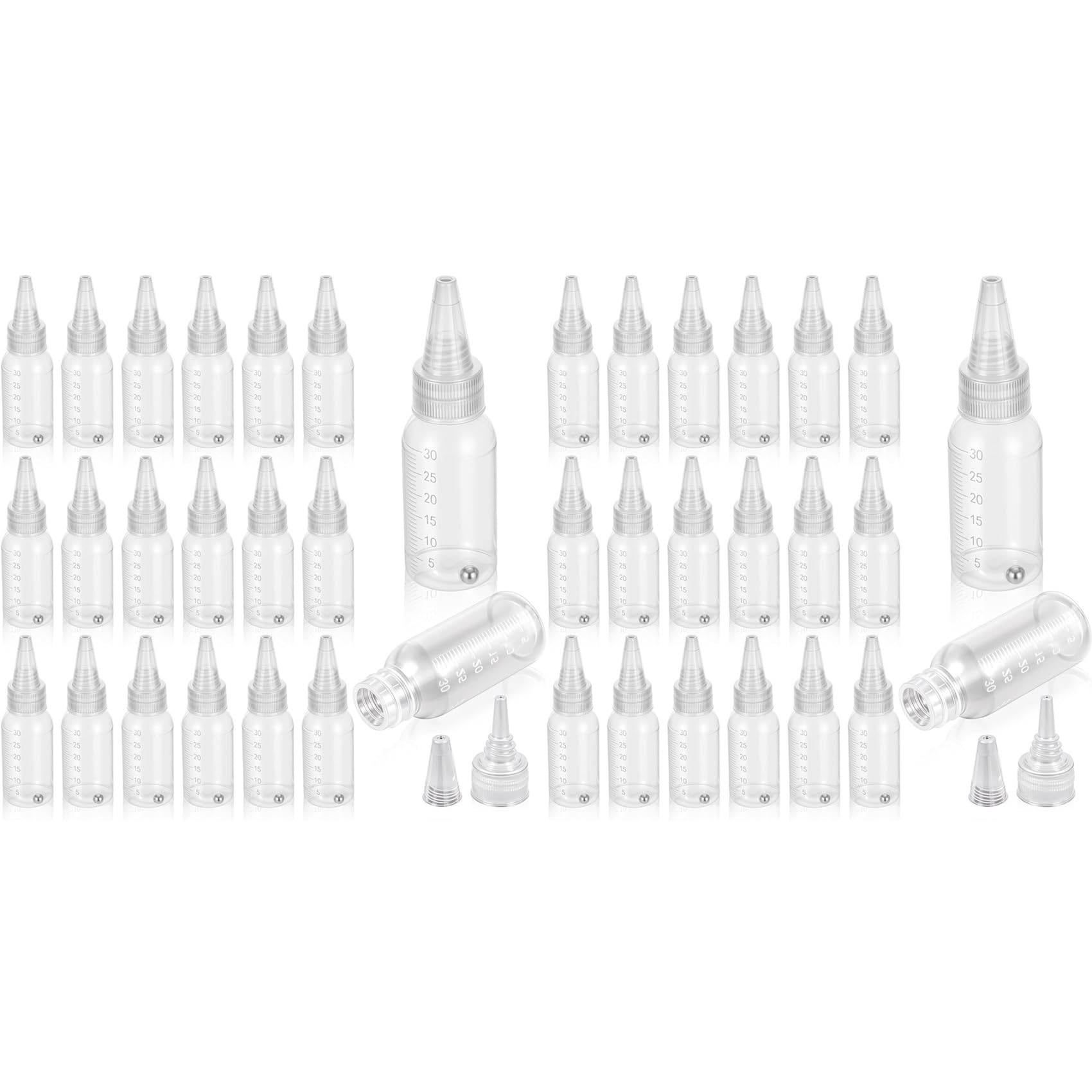Jnchdghwa 40Pcs Airbrush Paint Bottles Jars 1oz/30ml Plastic Paint Containers with Ball,Resealable Small Squeeze Bottles for Paint