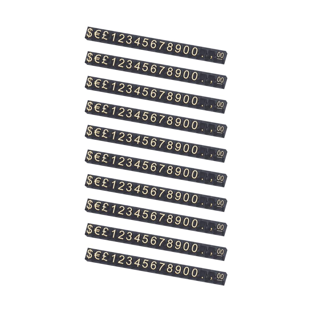 10 Pieces Price Tags Price Display Cubes Adjustable Number Counter Stand Label for Store Counter Jewelry Watch (Gold Lettering on Black)