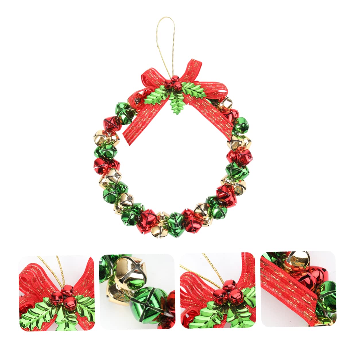 Amosfun 3piezas Guirnalda Navideña De Cascabeles Decoración Colgante para Hogar Adorno Floral para Fiestas y Eventos para Interiores y Exteriores