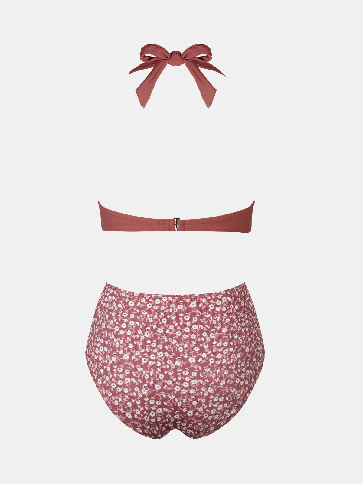 CUPSHE Damen Bikini Set V Ausschnitt Neckholder Wickeloptik High Waist Bikini Bademode Blumenmuster Zweiteiliger Badeanzug Swimsuit