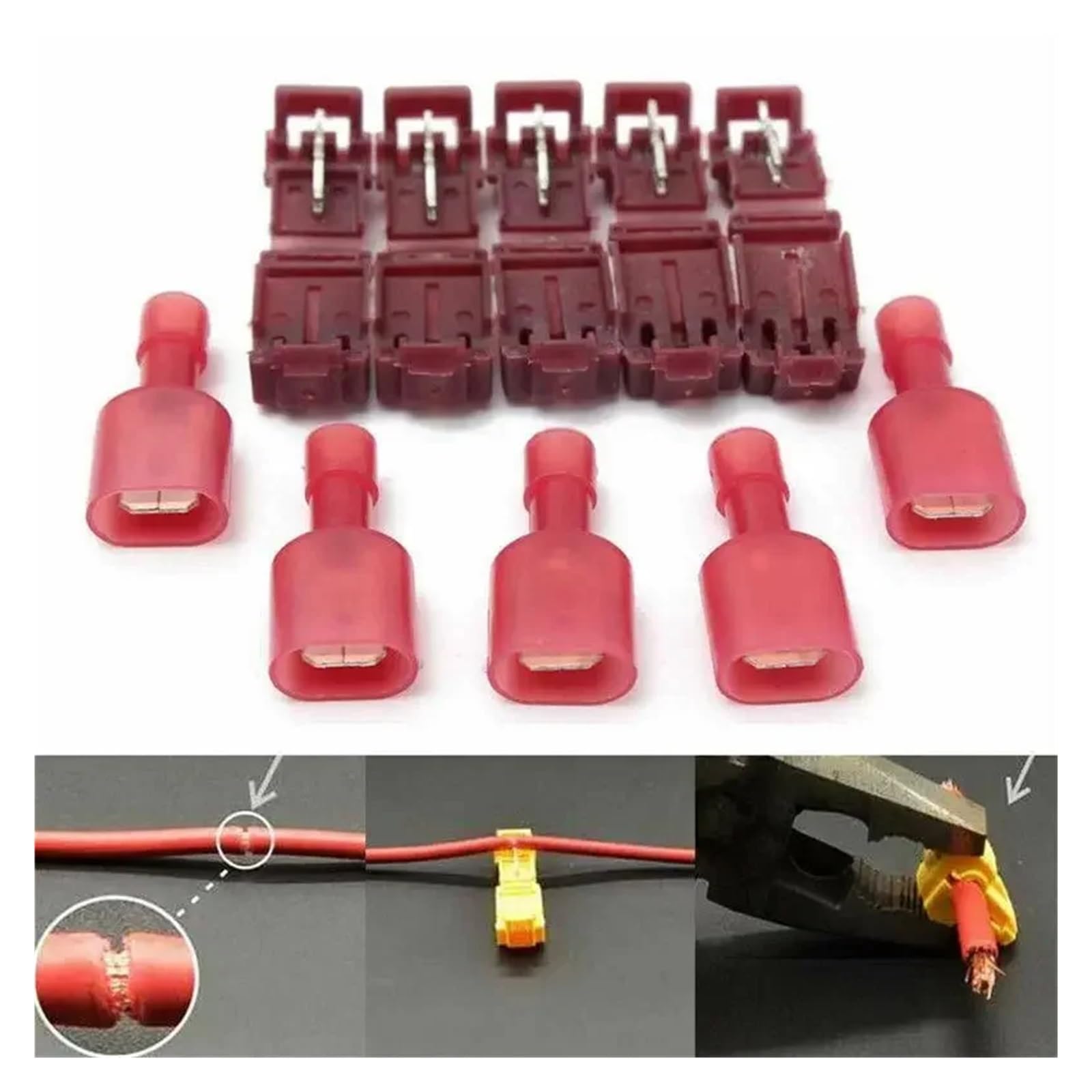 50 pièces (25 paires) connecteurs à épissure rapide pour câbles électriques, bornes à sertir avec verrouillage de raccordement à pression.