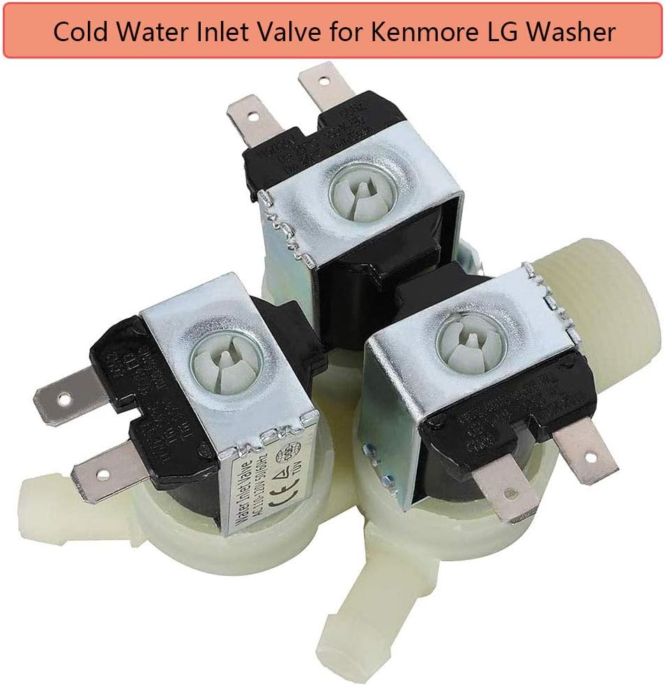 5220FR2075L Cold Water Inlet Valve - Replace 5221ER1003A, IV-13SE-1, AP5986564, 5221ER1003D - Compatible with Kenmore, LG Washing Machine - Washer Water Inlet Valve 5220FR2075L by BOOTOP