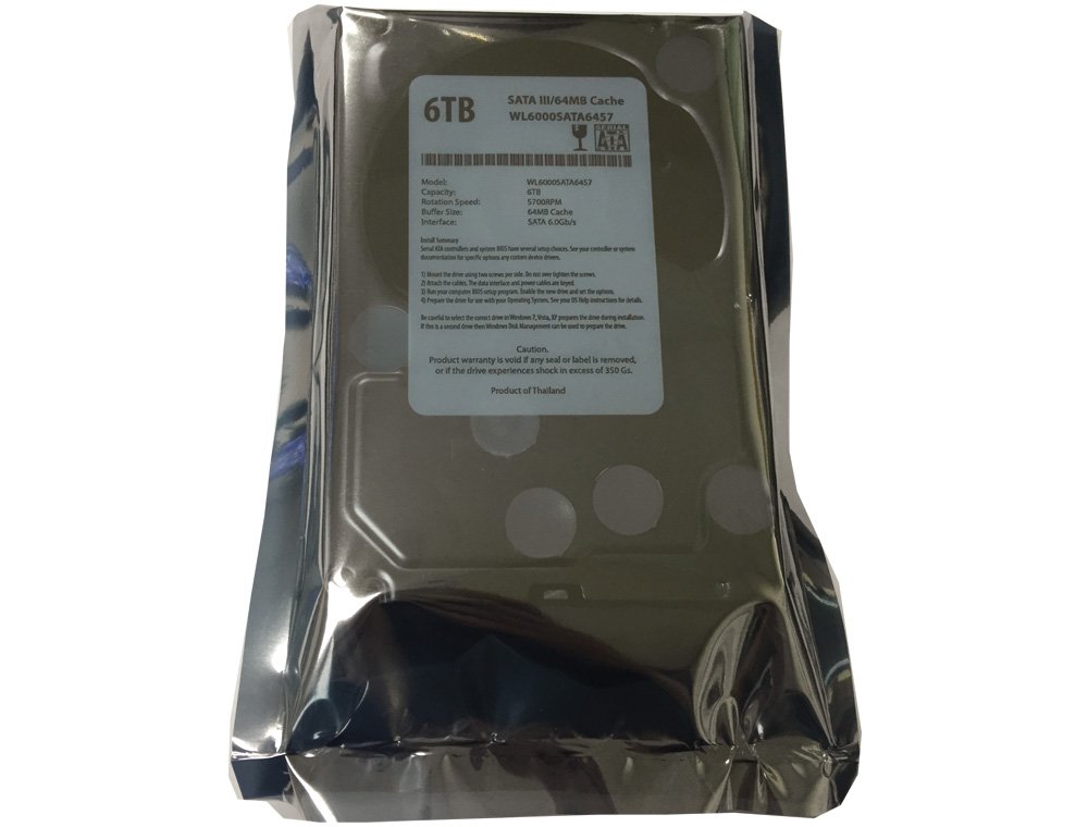 WL 6TB 5700RPM 64MB Cache 5700RPM SATA III (6,0 Gb/s) Wewnętrzny dysk twardy 3,5 cala (komputer stacjonarny, CCTV DVR, NAS) - z roczną