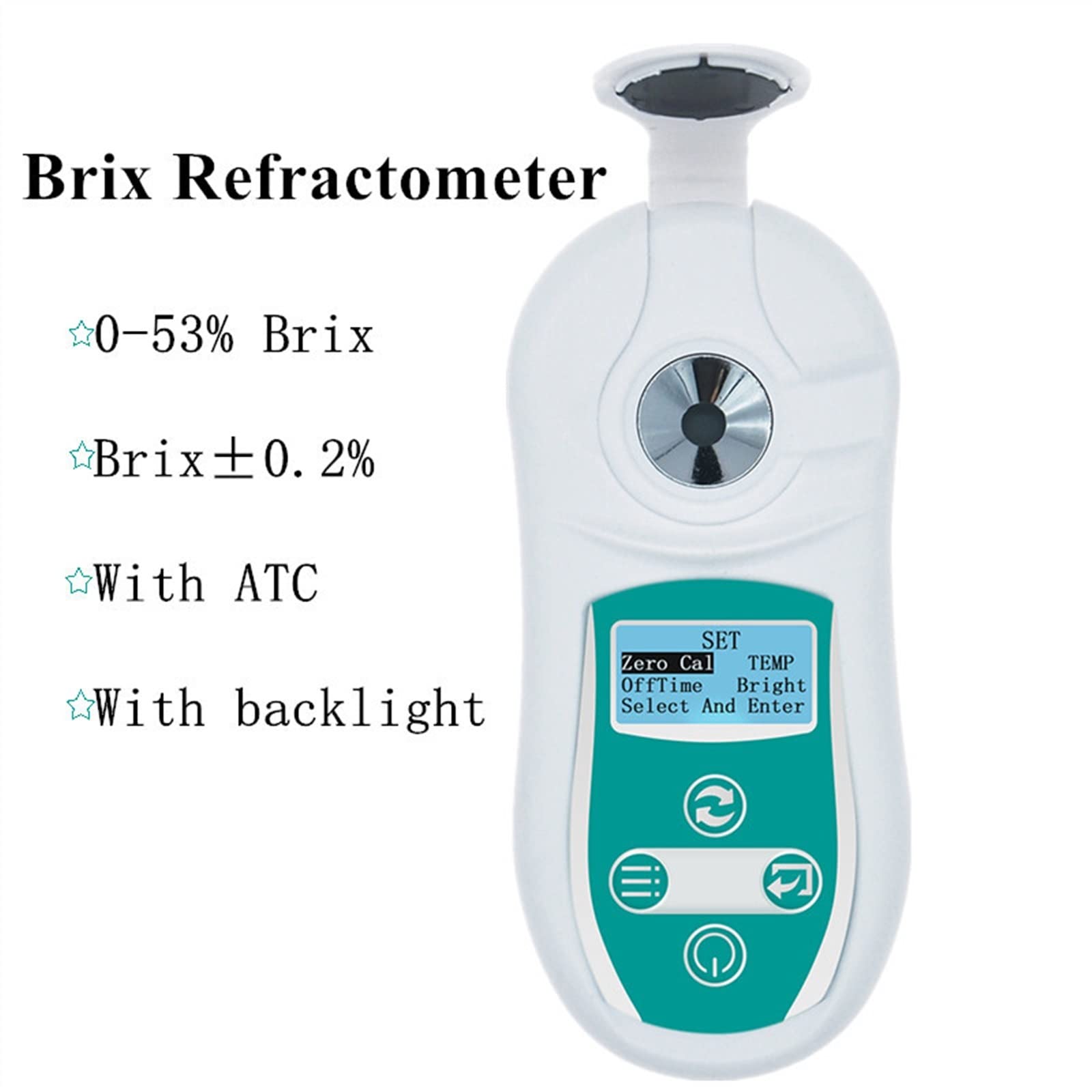 Refractómetro, Refractómetro Digital portátil for medir la concentración de Brix, azúcar, zumos Frutas y Bebidas