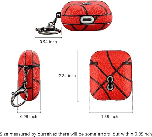 Miniatura 4 de Funda para Airpods 1 y 2, diseño de baloncesto, a prueba de golpes, con llavero, LED frontal visible