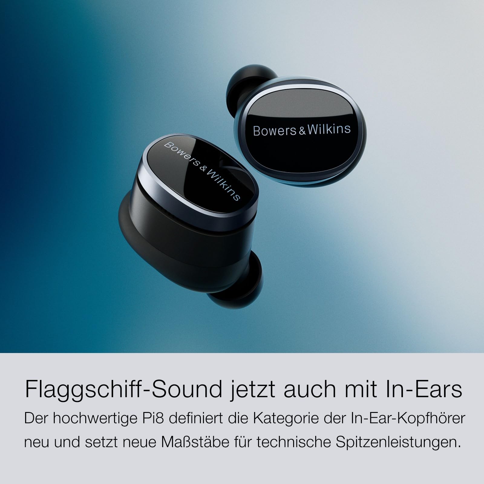 Bowers & Wilkins Pi8 kabellose True Wireless Kopfhörer mit Aktiver Geräuschunterdrückung, Bluetooth, AptX, Ladecase mit Wireless-Audioübertragung – Anthrazit Schwarz